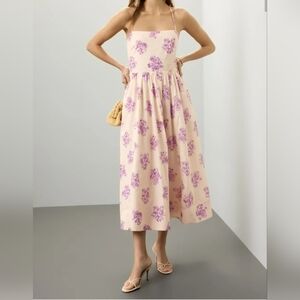 JASON WU Women's Square-Neck Sleeveless Antique Printed Floral Cotton Dress, 8